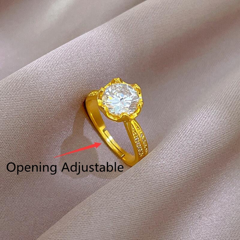 Grosir Cincin Bunga Adjustable untuk Wanita – Cincin Emas Berlian, Aksesoris Perhiasan Mewah - 我的商店