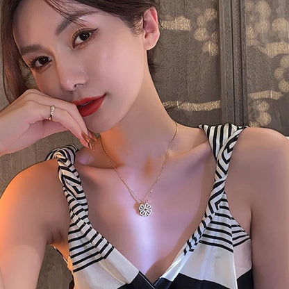 Kalung Korea Clover Hati 18k Wanita - Perhiasan Stainless Steel Berlian, 2 Cara Pakai Elegan, Grosir Harga Terbaik - 我的商店