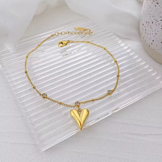 Gelang Wanita Baja Titanium Motif Hati Desain Trendi perhiasandirect
