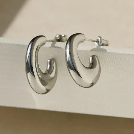 Anting hijab setengah bulat anting titanium  steel perhiasan anting sederhana - 我的商店