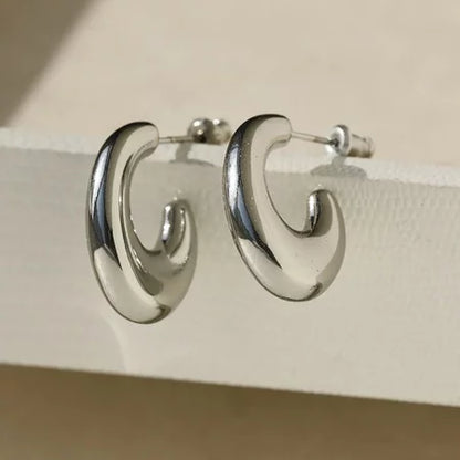 Anting hijab setengah bulat anting titanium  steel perhiasan anting sederhana - 我的商店
