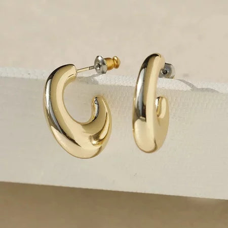 Anting hijab setengah bulat anting titanium  steel perhiasan anting sederhana - 我的商店