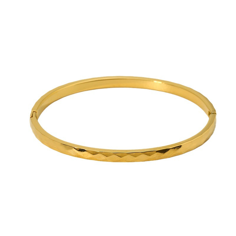 Gelang Wanita Retro Lapis Emas 18K - Stainless Steel, Tidak Kusam, Elegan & Cocok untuk Prom! - 我的商店