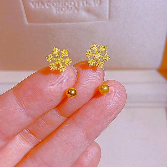 Anting Salju Emas untuk Wanita – Perhiasan Stainless Steel Hipoalergenik - 我的商店