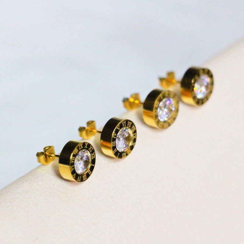 Anting Zirconia Wanita - Stainless Steel Hypoallergenic, Tidak Mudah Pudar & Elegan - 我的商店