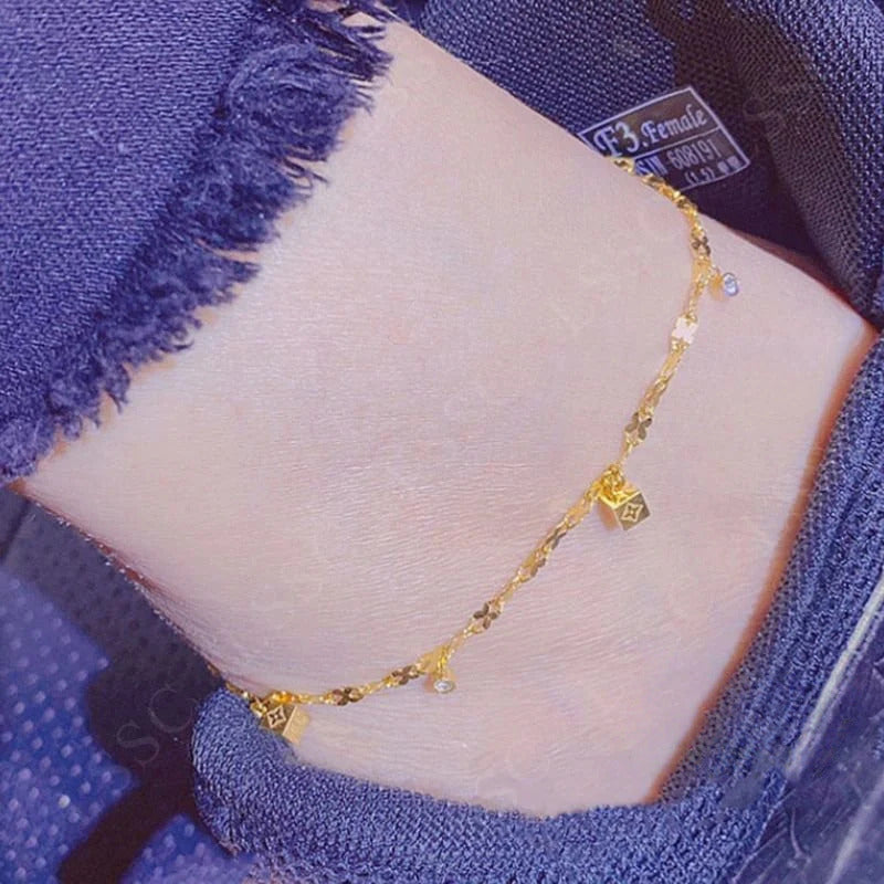 Gelang Kaki Wanita Diamond Kotak Stainless Steel Anti Luntur perhiasandirect