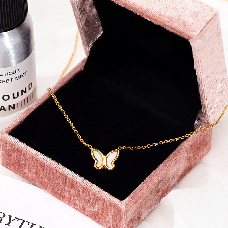 Kalung Kupu-Kupu Emas untuk Wanita – Perhiasan Choker Vintage Titanium Gaya Korea - 我的商店