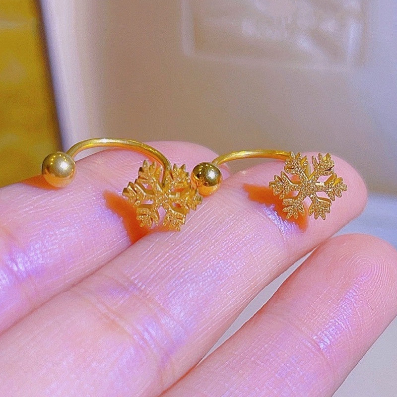 Anting Salju Emas untuk Wanita – Perhiasan Stainless Steel Hipoalergenik - 我的商店