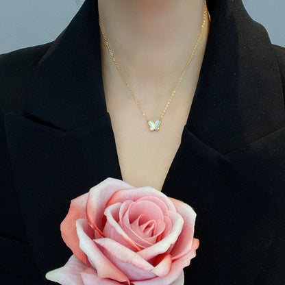 Kalung Kupu-Kupu Emas untuk Wanita – Perhiasan Choker Vintage Titanium Gaya Korea - 我的商店