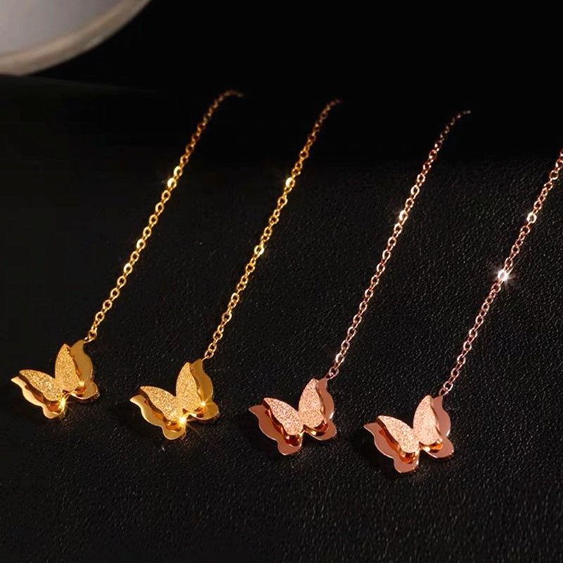 Anting Kupu-Kupu untuk Wanita - Hikaw Emas Stainless Steel Anti Pudar | Perhiasan Hadiah Elegan - 我的商店