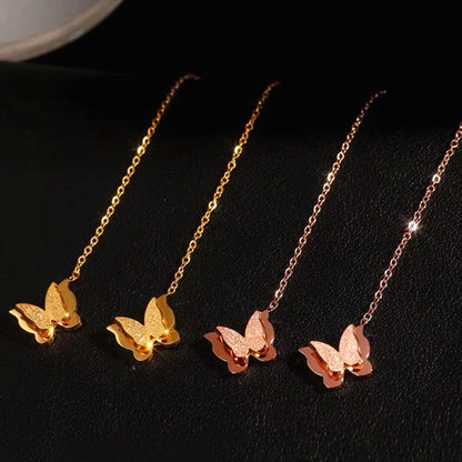 Anting Kupu-Kupu untuk Wanita - Hikaw Emas Stainless Steel Anti Pudar | Perhiasan Hadiah Elegan - 我的商店
