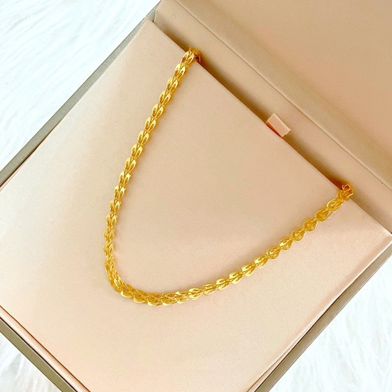 Kalung Choker Wanita Phoenix Tail - Stainless Steel Lapis Emas, Elegan & Cocok untuk Hadiah! - 我的商店