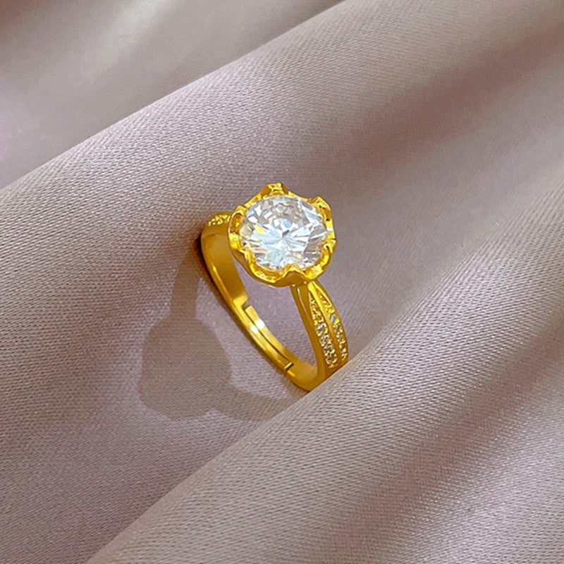 Grosir Cincin Bunga Adjustable untuk Wanita – Cincin Emas Berlian, Aksesoris Perhiasan Mewah - 我的商店