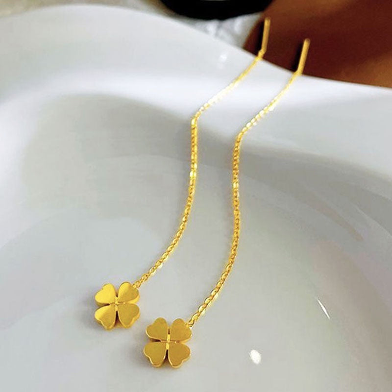 Anting Daun Semanggi Warna Emas – Hypoallergenic, Anti Kusam & Fashionable4