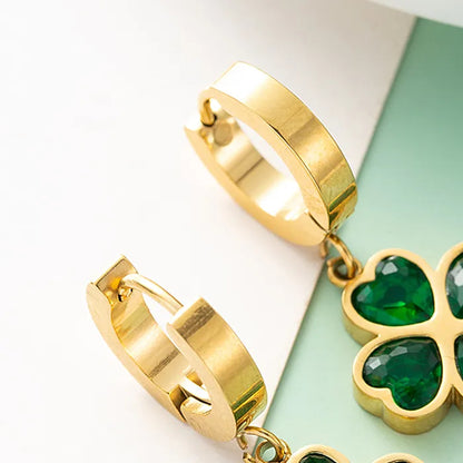 Anting Four-leaf clover & Hati – Baja Antikarat Bertatahkan Kristal | Elegan & Antialergi - perhiasandirect