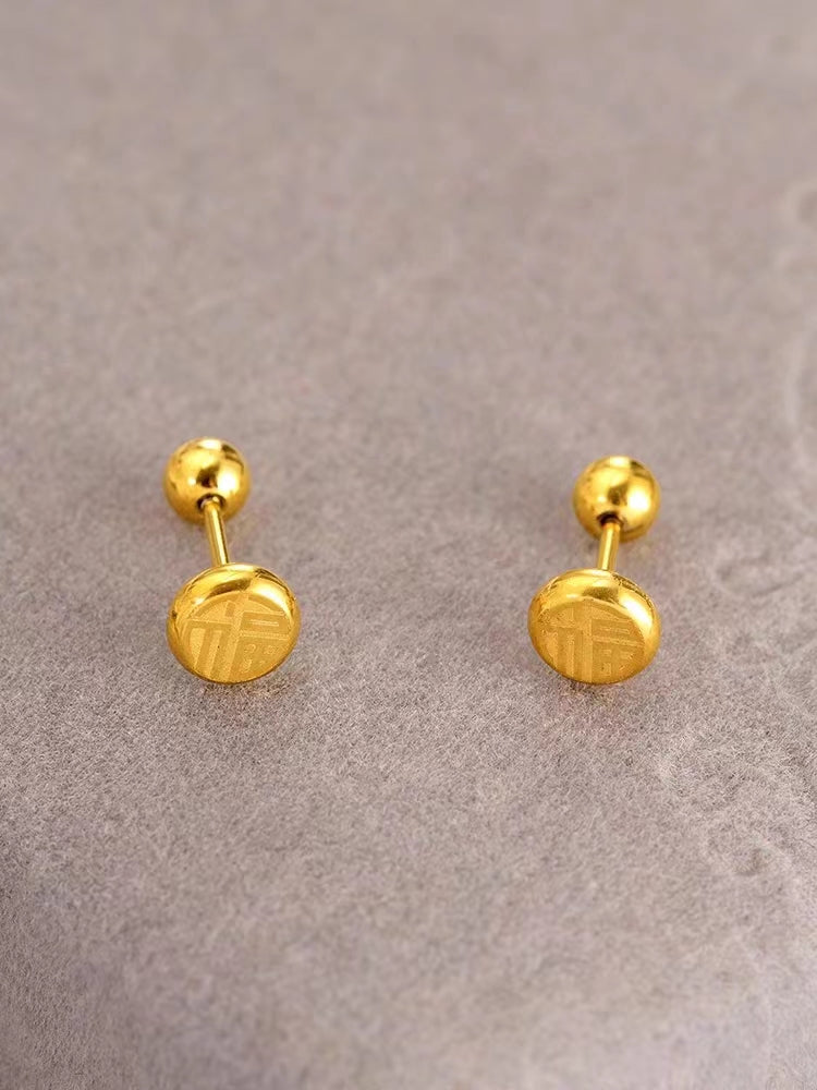 Anting 'Fu' Emas – Stainless Steel, Hypoallergenic & Fashion Elegan10