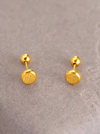 Anting 'Fu' Emas – Stainless Steel, Hypoallergenic & Fashion Elegan10
