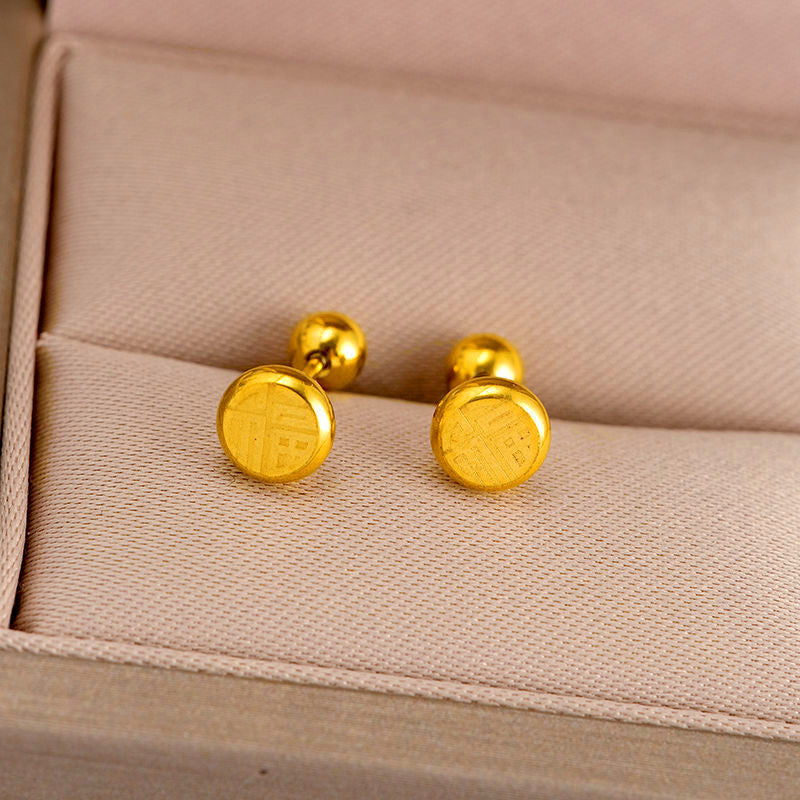 Anting 'Fu' Emas – Stainless Steel, Hypoallergenic & Fashion Elegan7