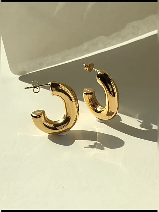 Anting Jarum Perak Korea Logam Ceruk Berbentuk C Anting Desain Ceruk Gaya1