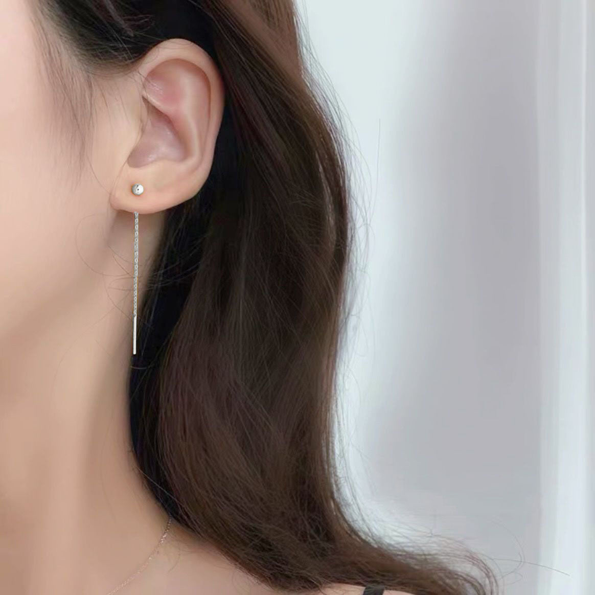 Anting Manik Titanium Wanita – Gaya Korea Sederhana Lapis Emas 18K perhiasandirect