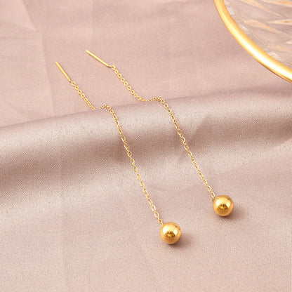 Anting Manik Titanium Wanita – Gaya Korea Sederhana Lapis Emas 18K perhiasandirect