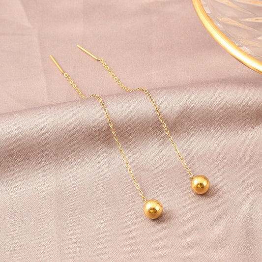 Anting Manik Titanium Wanita – Gaya Korea Sederhana Lapis Emas 18K perhiasandirect