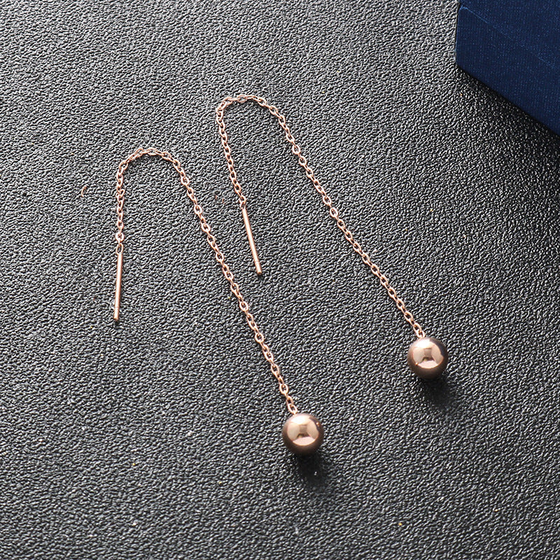 Anting Manik Titanium Wanita – Gaya Korea Sederhana Lapis Emas 18K perhiasandirect