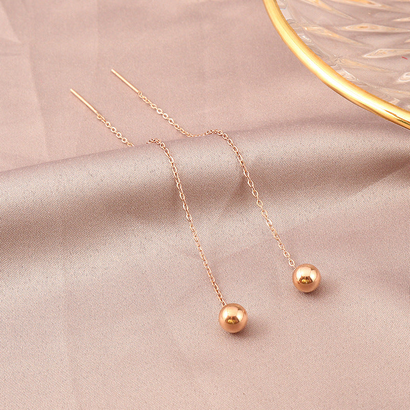 Anting Manik Titanium Wanita – Gaya Korea Sederhana Lapis Emas 18K perhiasandirect