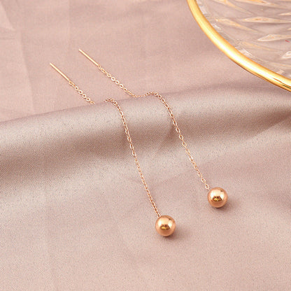 Anting Manik Titanium Wanita – Gaya Korea Sederhana Lapis Emas 18K perhiasandirect