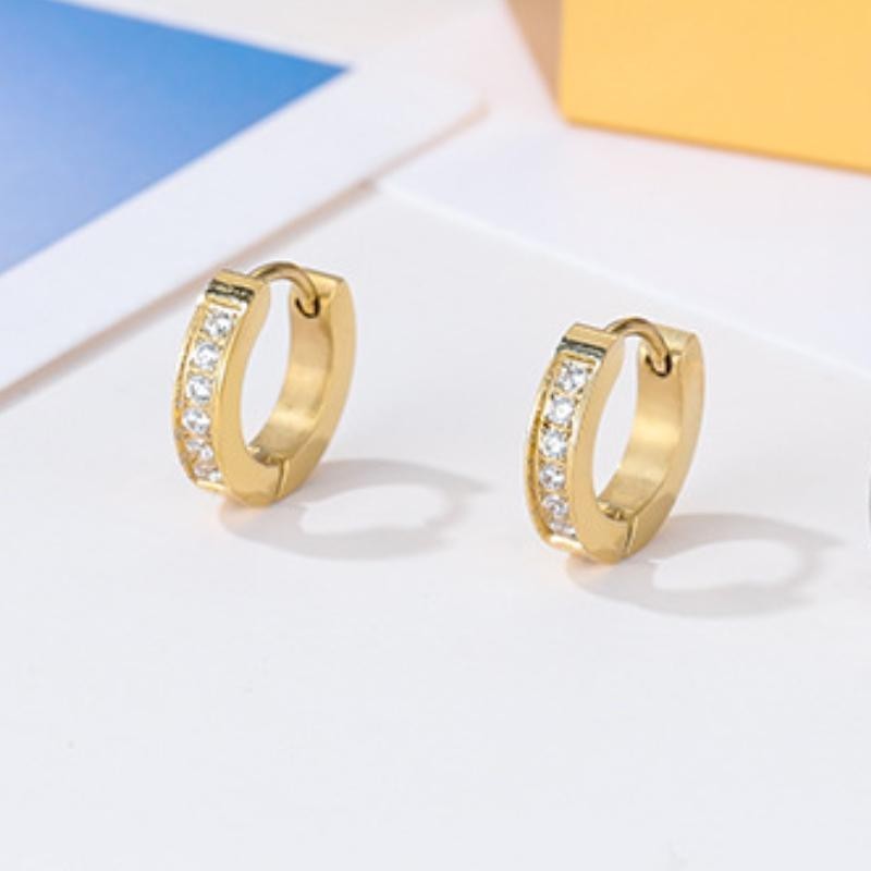 Anting Pasangan 18K Gold – Stainless Steel Elegan, Aksesoris Wanita Trendi, Grosir Terbaik3