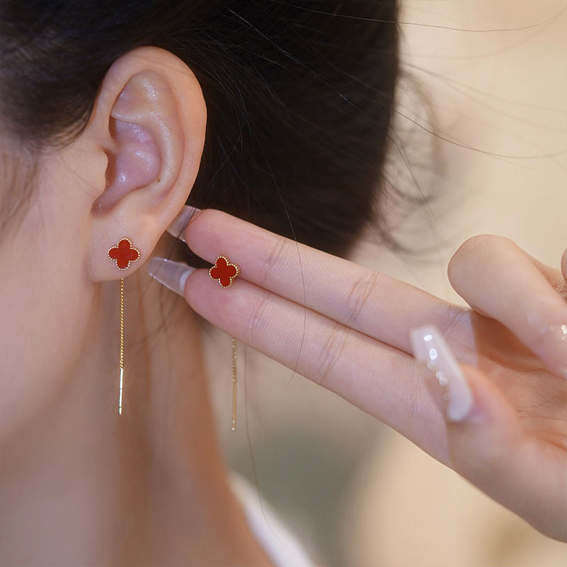 Anting Rumbai Four-leaf clover Elegan – Anting Wanita Fashion Terbaru 2025-6