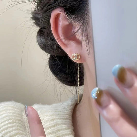Anting Titanium Panjang Anti Karat Fashion Korea Aksesoris Wanita Elegant Anting Rumbai Emas Perhiasan Cantik Murah perhiasandirect