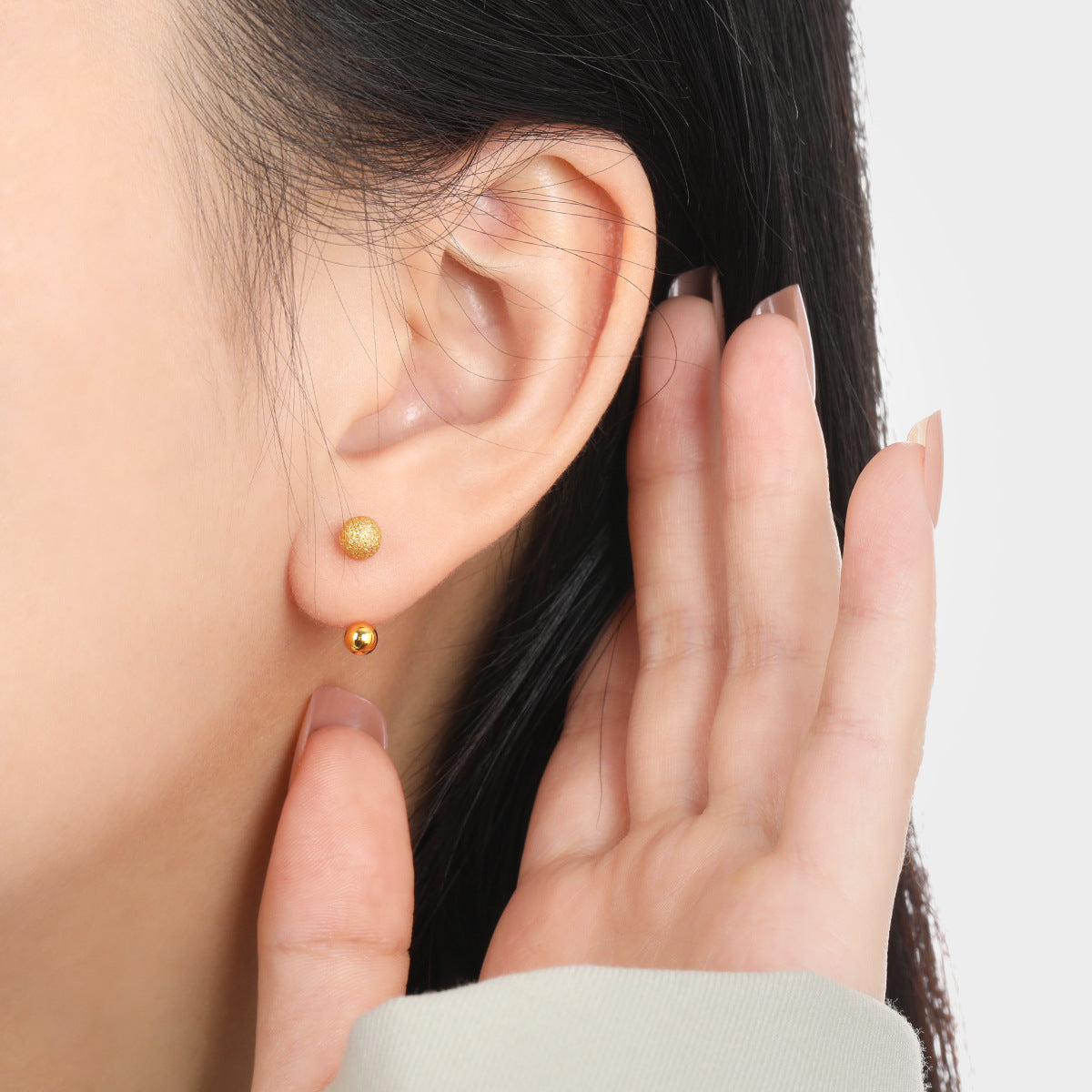 Anting Tulang Telinga U Shape – Frosted Beans, Sekrup Titanium Modis perhiasandirect