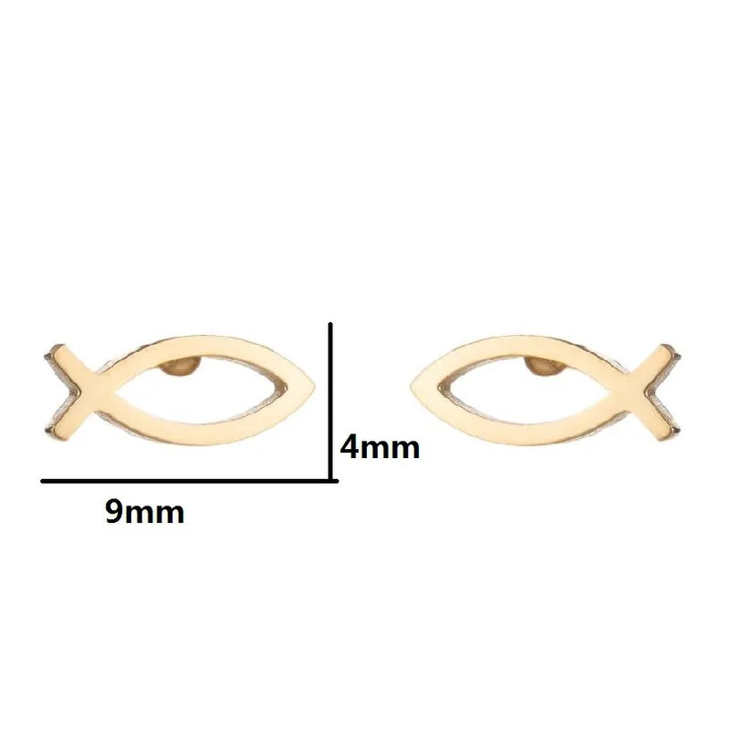Anting Tusuk Ikan Stainless Steel  – Gaya Simple, Lapisan Emas 18K perhiasandirect