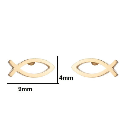 Anting Tusuk Ikan Stainless Steel  – Gaya Simple, Lapisan Emas 18K perhiasandirect