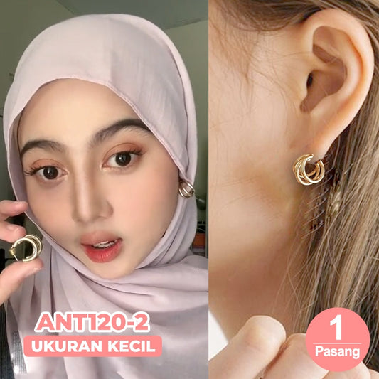Anting wanita muslim dengan kancing emas titanium bergaya bohemian vintage
