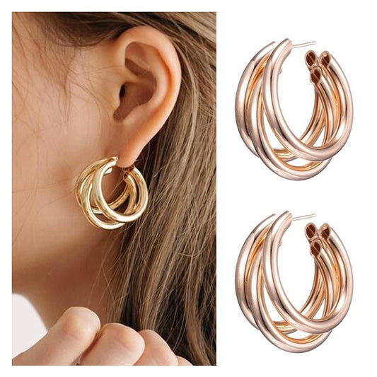 Anting wanita muslim dengan kancing emas titanium bergaya bohemian vintage1