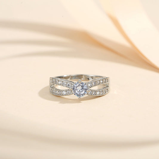 Cincin Berlian Titanium Lapis Emas Kristal Perhiasan Fashion Wanita Rings Untuk Hadiah Aksesoris perhiasandirect