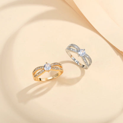 Cincin Berlian Titanium Lapis Emas Kristal Perhiasan Fashion Wanita Rings Untuk Hadiah Aksesoris perhiasandirect
