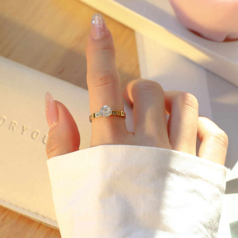 Cincin Berlian Wanita - Perhiasan Stainless Steel Elegan Anti Kusam, Aksesoris Fashion Trendy, Grosir Harga Terbaik3