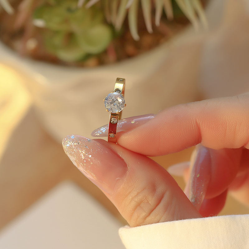 Cincin Berlian Wanita - Perhiasan Stainless Steel Elegan Anti Kusam, Aksesoris Fashion Trendy, Grosir Harga Terbaik5