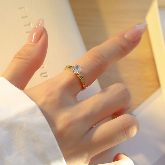 Cincin Berlian Wanita - Perhiasan Stainless Steel Elegan Anti Kusam, Aksesoris Fashion Trendy, Grosir Harga Terbaik 1