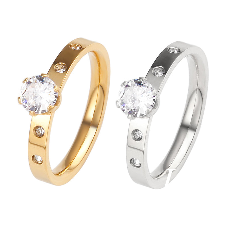 Cincin Berlian Wanita - Perhiasan Stainless Steel Elegan Anti Kusam, Aksesoris Fashion Trendy, Grosir Harga Terbaik 11
