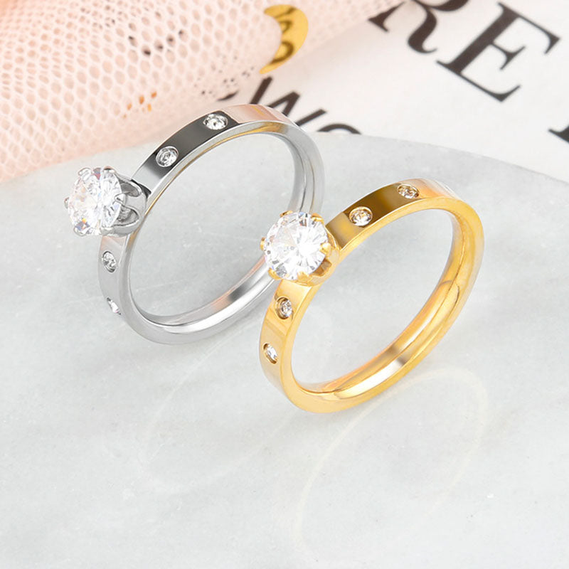 Cincin Berlian Wanita - Perhiasan Stainless Steel Elegan Anti Kusam, Aksesoris Fashion Trendy, Grosir Harga Terbaik 8