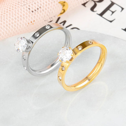 Cincin Berlian Wanita - Perhiasan Stainless Steel Elegan Anti Kusam, Aksesoris Fashion Trendy, Grosir Harga Terbaik 8
