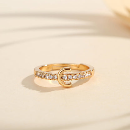 Cincin Kristal Huruf Wanita – Berlapis Emas, Bisa Disesuaikan & Elegan perhiasandirect