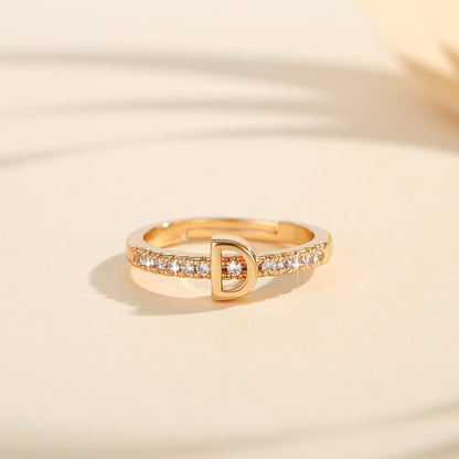 Cincin Kristal Huruf Wanita – Berlapis Emas, Bisa Disesuaikan & Elegan perhiasandirect