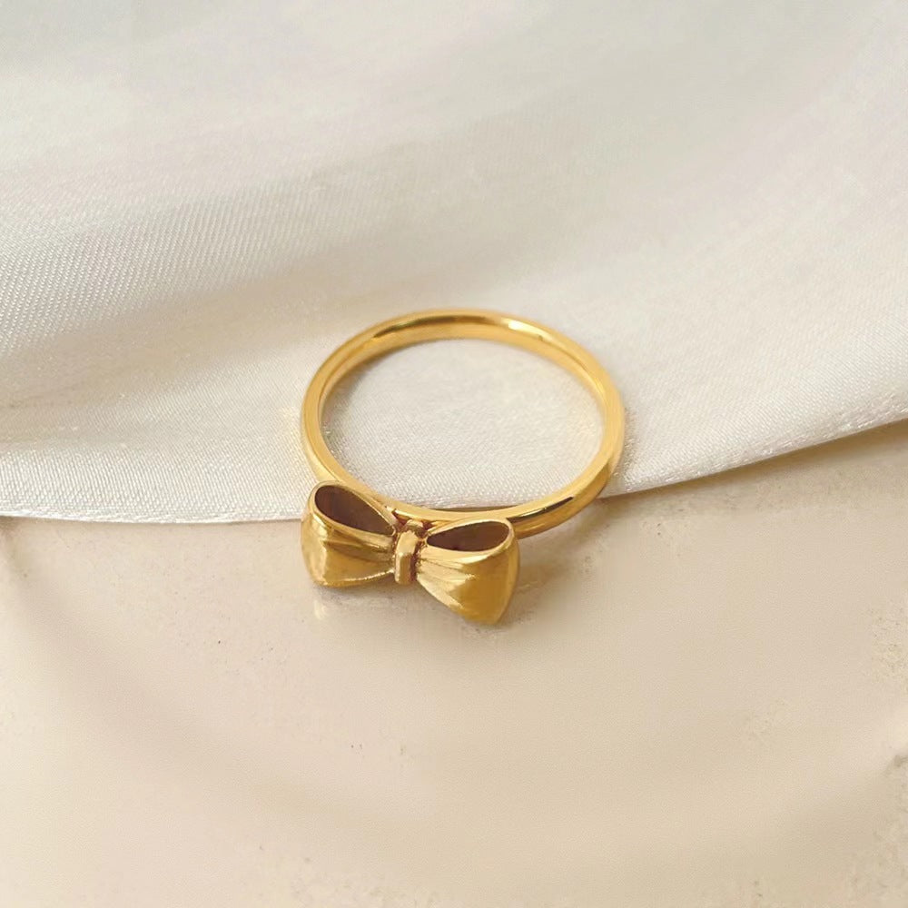 Cincin Pita Emas Wanita - Perhiasan Stainless Steel Elegan Anti Kusam, Aksesoris Fashion Trendy, Hadiah Spesial, Grosir Harga Terbaik2