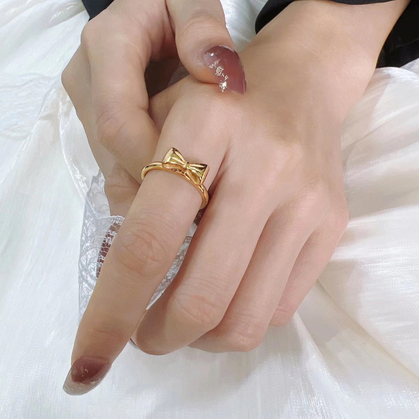 Cincin Pita Emas Wanita - Perhiasan Stainless Steel Elegan Anti Kusam, Aksesoris Fashion Trendy, Hadiah Spesial, Grosir Harga Terbaik8