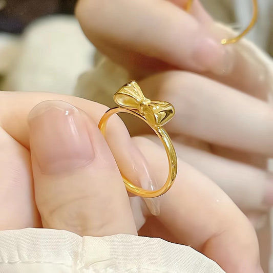 Cincin Pita Emas Wanita - Perhiasan Stainless Steel Elegan Anti Kusam, Aksesoris Fashion Trendy, Hadiah Spesial, Grosir Harga Terbaik1 